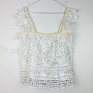 NWT In Bloom White Crochet Lace Tank Top Boho Festival Sleeveless Camisole